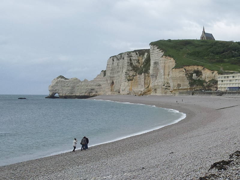Chalk cliffs at Étretat, view to east.