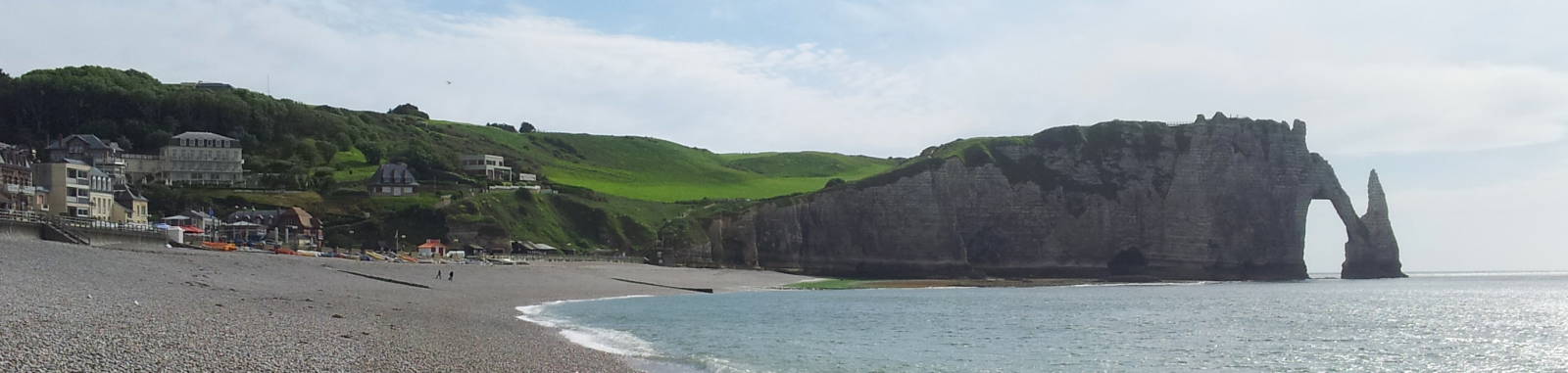 Eroded cliffs on the Normandy coastline at Étretat, France.