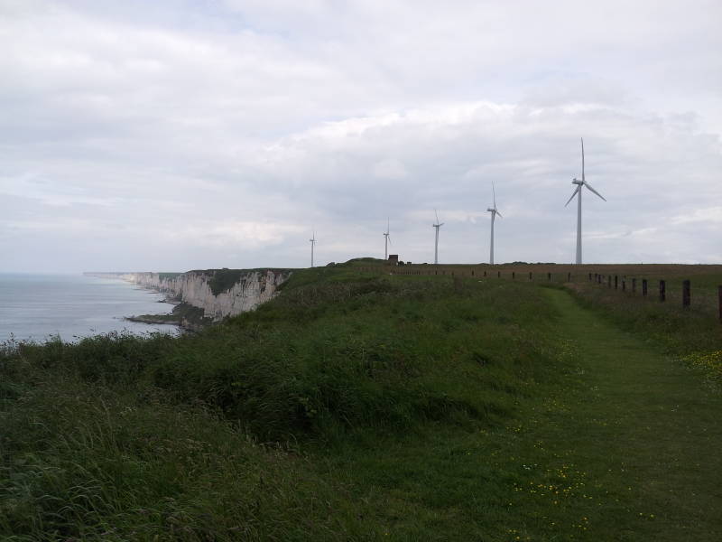 Wind farm on the cliffs near Fécamp.