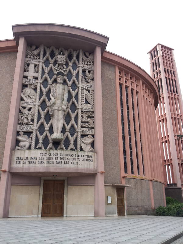 Exterior of modern church of Saint Peter at Yvetot, Normandy, France.