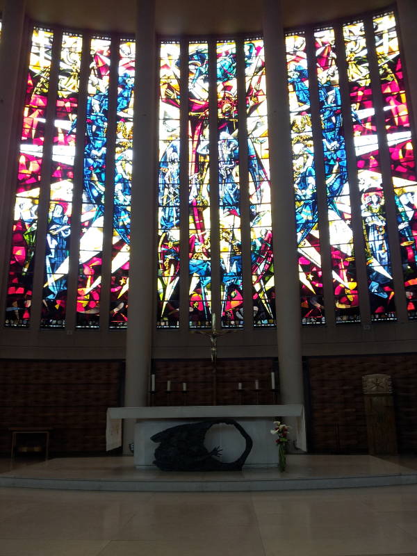 Interior of modern church of Saint Peter at Yvetot, Normandy, France.