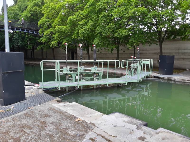 Villette Locks along the Canal Saint-Martin in the 10th arrondissement in Paris.