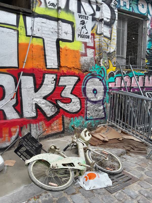 Bicycle recovered from the bottom of the Canal Saint-Martin in the 10th arrondissement in Paris.