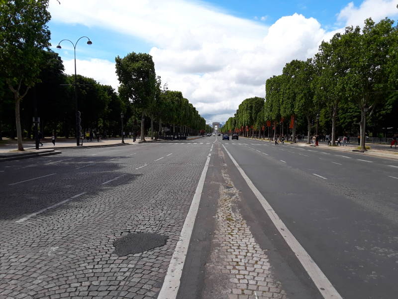 Crossing Champs-Élysées at Place de la Concorde in Paris.