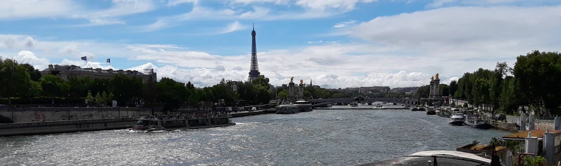 Seine River and the Eiffel Tower.