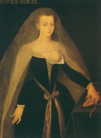 Portait of Agnès Sorel, 16th century painting inspired by Jean Fouquet's 'Mary and Child', from https://commons.wikimedia.org/wiki/File:AgnesSorel3.jpg