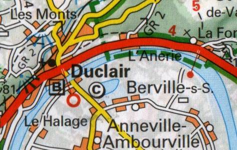 Map of Duclair on the Seine river.