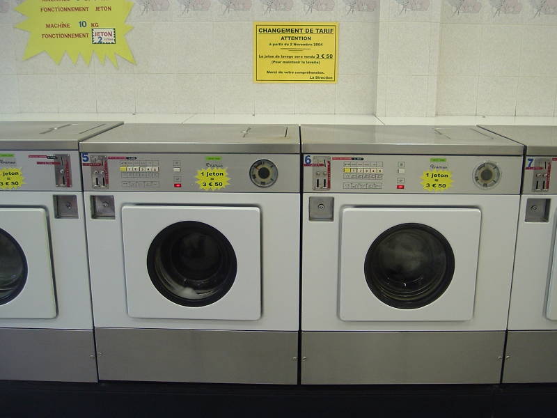 Washers in the Lavomatique in Saumur, along the lower Loire river in France.