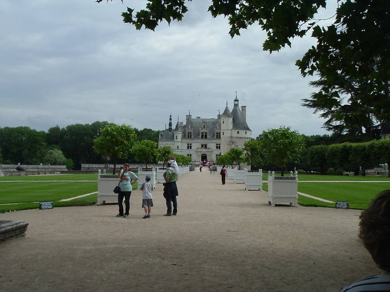 Approaching Château Chenonceau through its gardens.