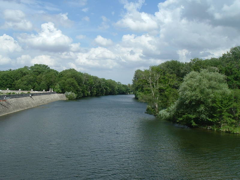 View of the Cher river from the gallery of Château Chenonceau.