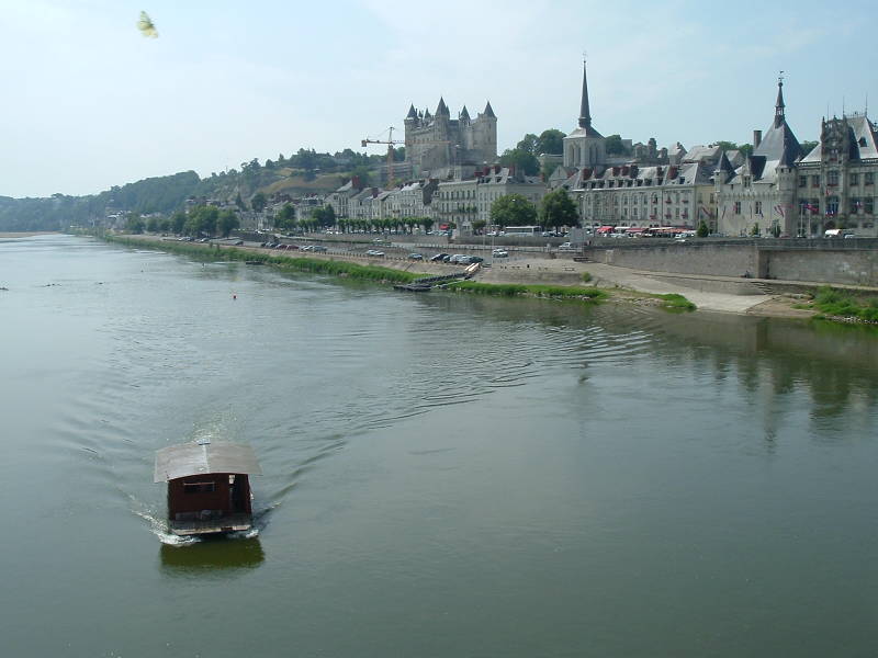 The Loire river, Saumur city hall, and the Château of Saumur.