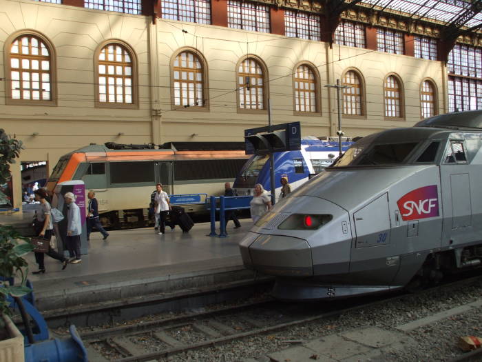 High speed TGV and regional and local trains in Marseille's Gare Saint-Charles.