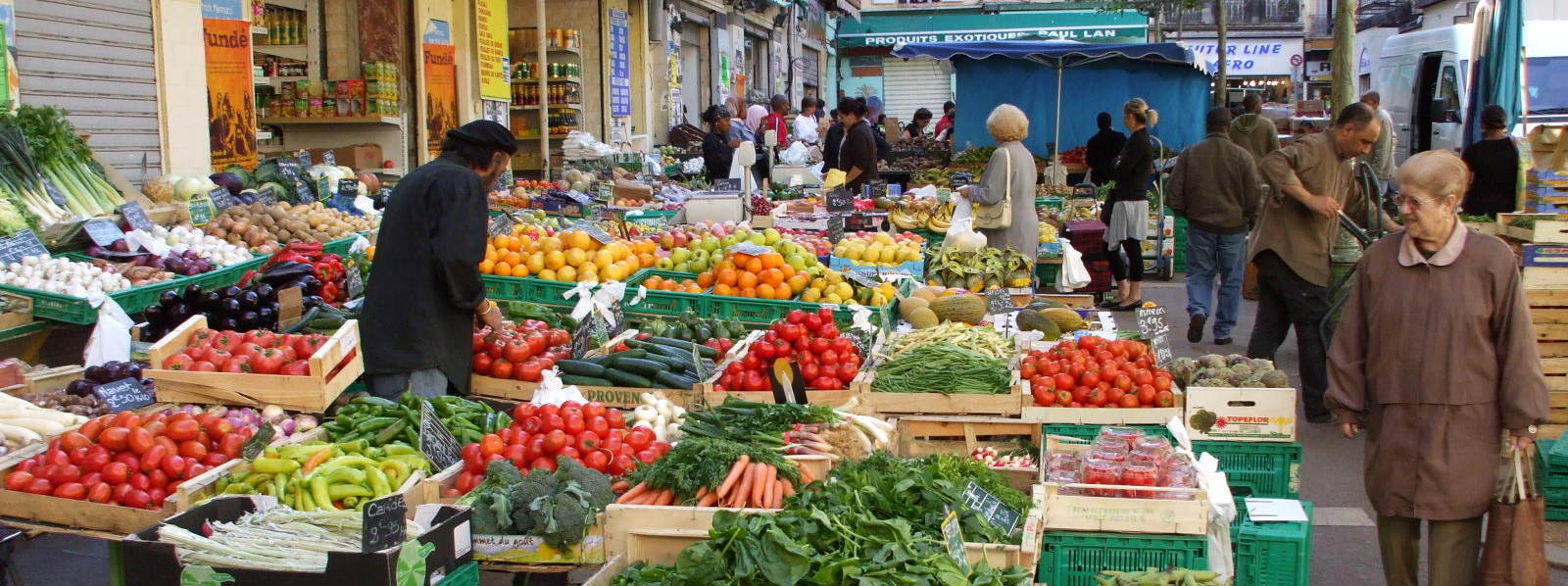 Markets in the Arab Quarter in Marseille, near the old harbor.