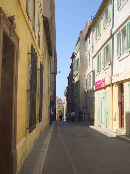 Colorful back streets in the Panier district of Marseille.