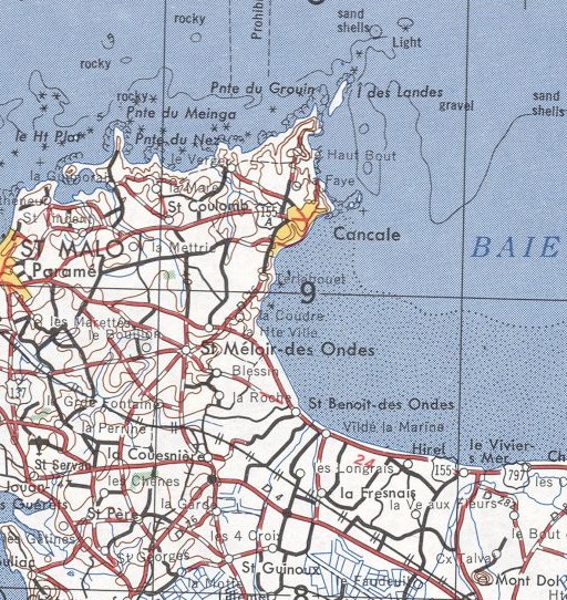 Map of northern Brittany coast near Saint Malo.