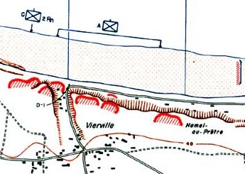 Detailed map of D-Day landings on Omaha Beach at Vierville-sur-Mer.