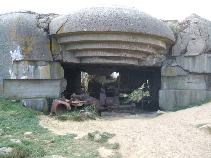 Clifftop German gun battery overlooking Arromanches, near Longues-sur-Mer.