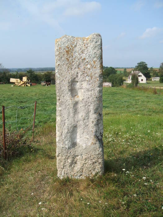 Megalith near Colombiers-sur-Seulles.  A single menhir or standing stone.