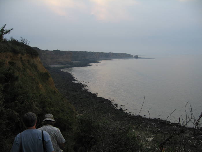 Pointe du Hoc, the cliffs, and the shingle.