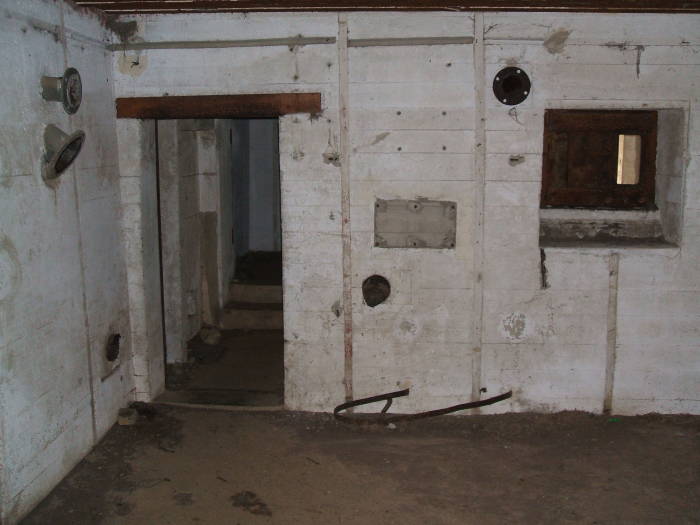 Internal room in German artillery bunker, Azeville Battery, in Normandy.