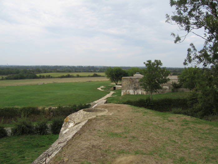 View toward Normandy's Utah Beach, from the top of a German gun bunker at Azeville Battery, in Normandy.