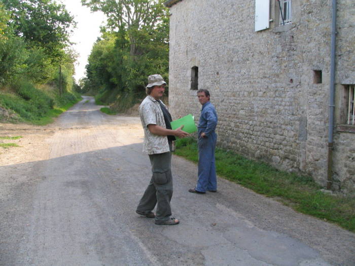 Brécourt Manor, just inland of Utah Beach.  Asking a French farmer for directions.