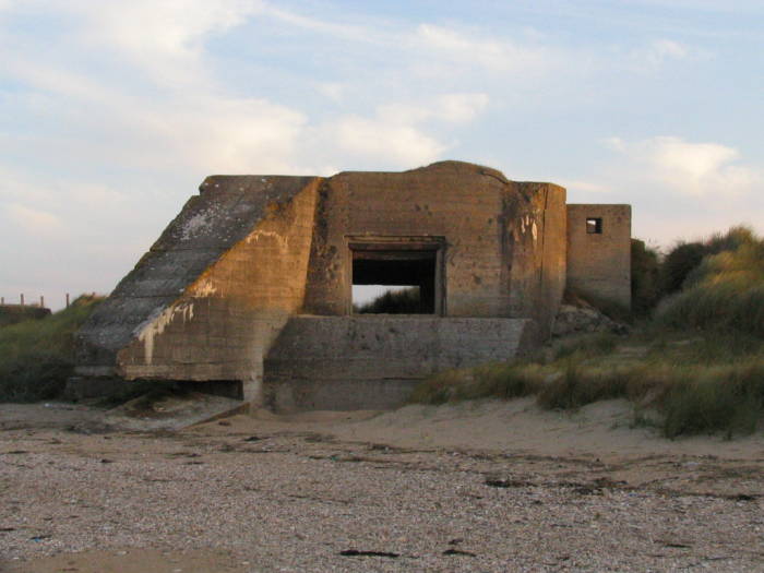 A large German gun bunker on Utah Beach.