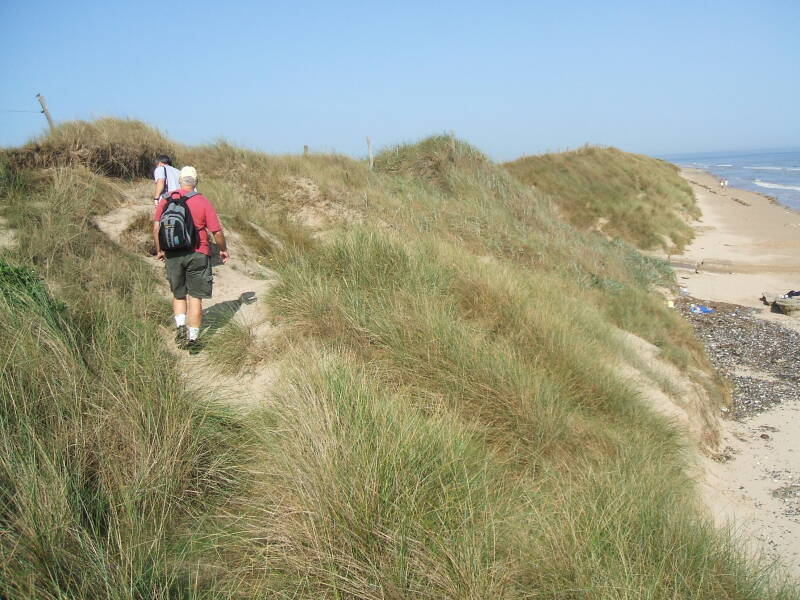 Tim and Jeff on the dunes above Utah Beach.