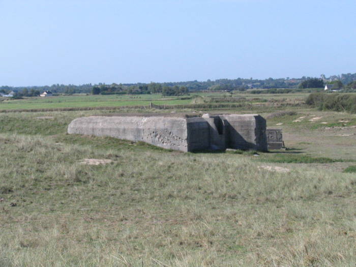 The blockhouse just behind the dune at les Hougues on Utah Beach.