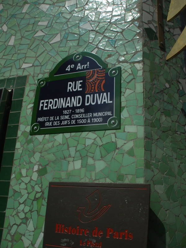 Street sign on Rue Ferdinand Duval in the Marais.