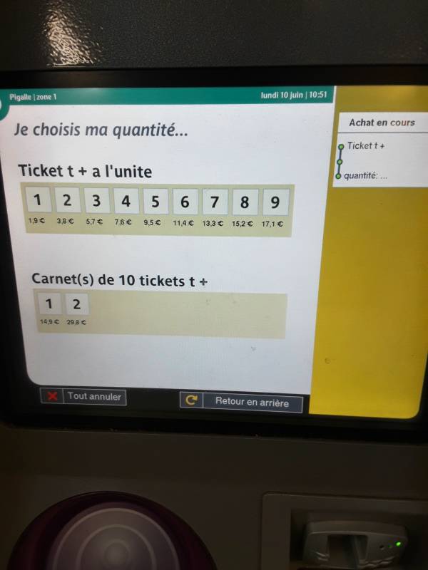 Paris Métro ticket machine.
