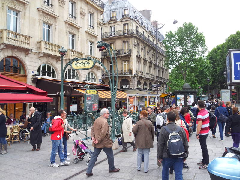 Paris Métro entrance in Place Saint-Michel.