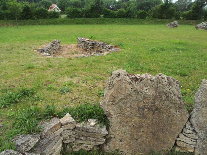 Looking from the main neolithic burial chamber toward the smaller chamber at Pierre Tourneresse.