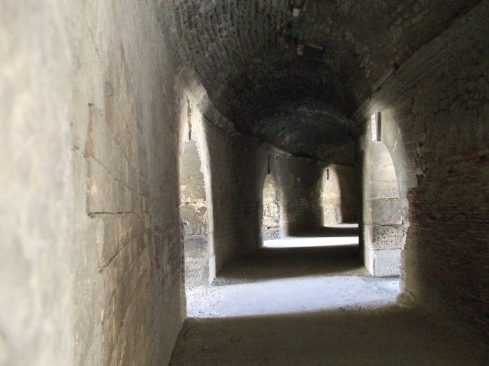 The interior of the amphitheatre in Arles.