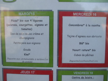 French school lunch menu.