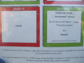 French School Lunch Menus