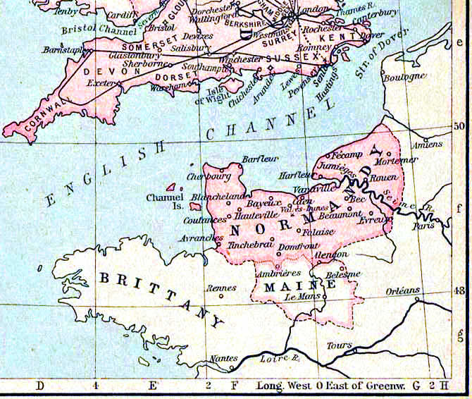 Continental lands of William the Conqueror in 1087.