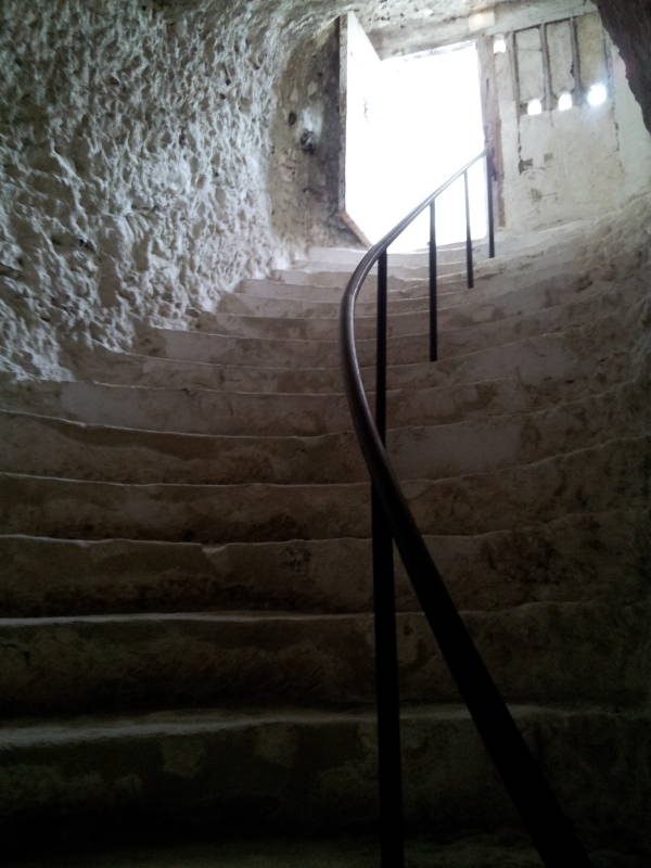 Stairway carved from the rock face within the 12th century Château de La Roche-Guyon