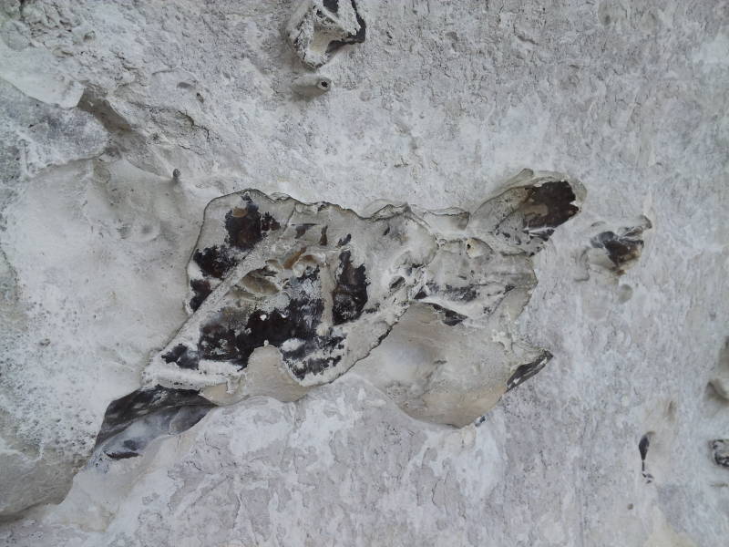 Chalk and flint in the bluff behind the 12th century Château de La Roche-Guyon