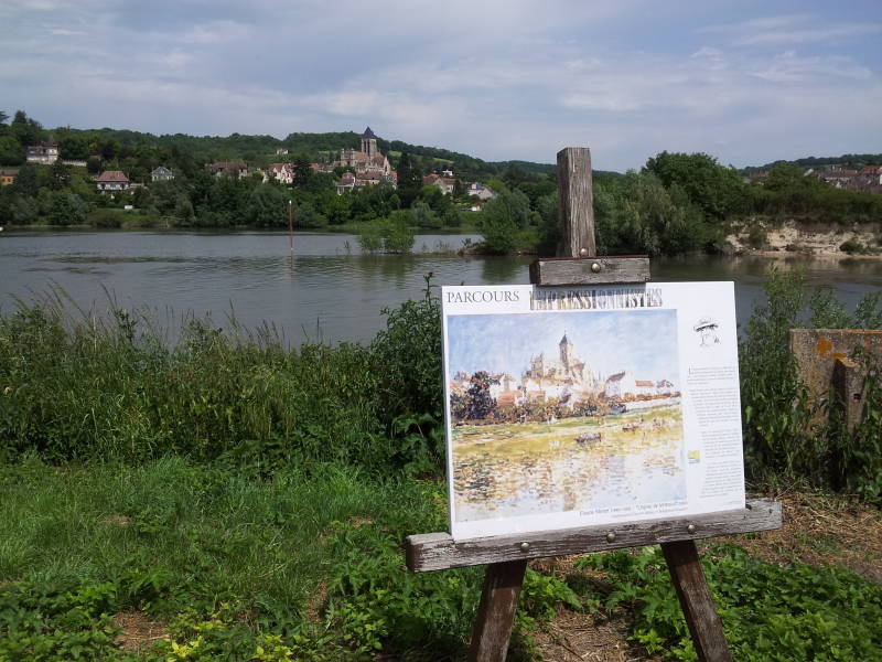 View across the Seine from Lavacourt to Vétheuil, one of Claude Monet's easels.