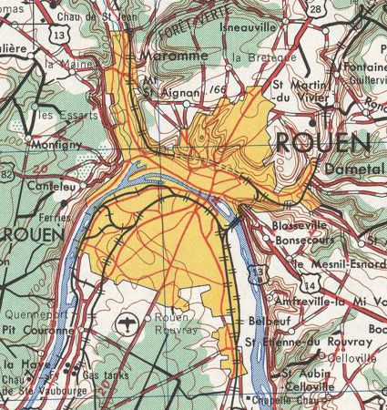 Map NM-31-7 showing Rouen in Normandy, France.
