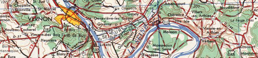 Map of the Seine River in France.