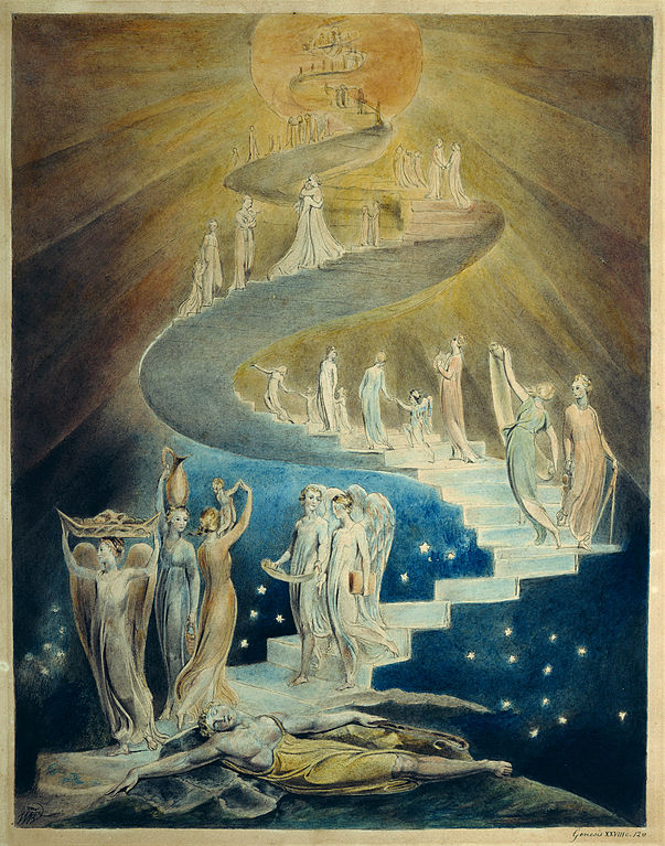 William Blakes painting of Jacob's Ladder from https://commons.wikimedia.org/wiki/File:Blake_jacobsladder.jpg