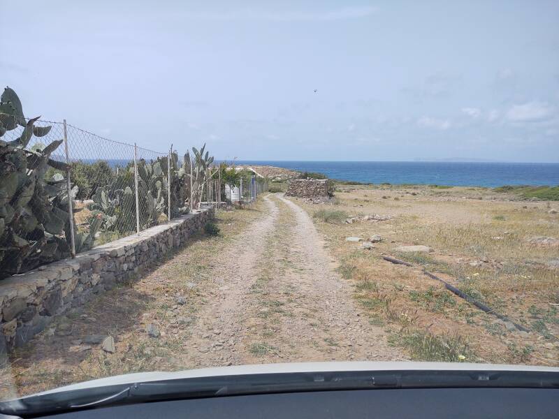 Driving from the main road through the village of Agia Fotia to the nearby Minoan settlement and cemetery.