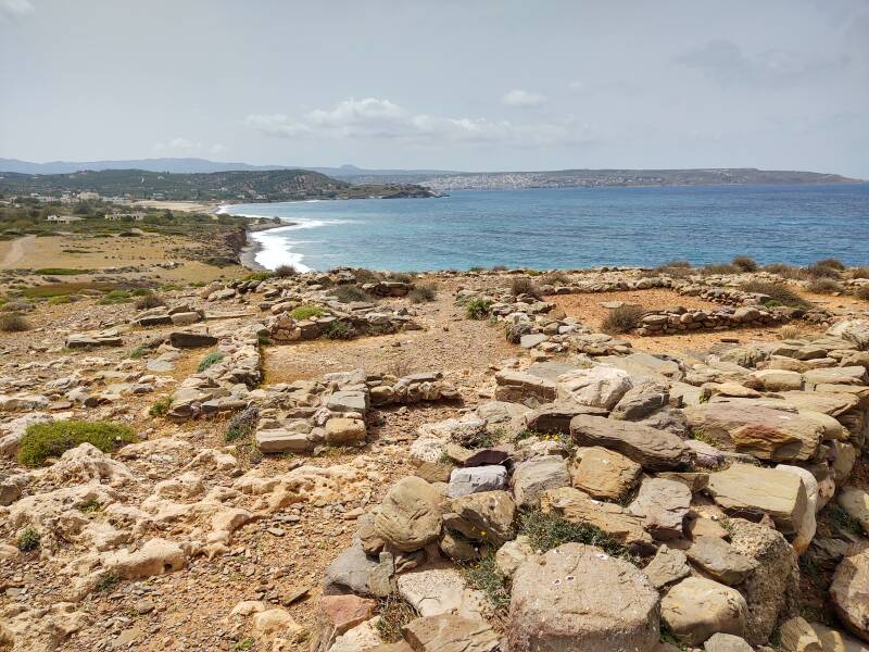 View northwest across the bay to Sitia from the Minoan settlement and cemetery at Agia Fotia.