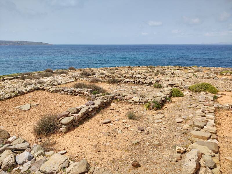 View north into the Aegean from the Minoan settlement and cemetery at Agia Fotia.