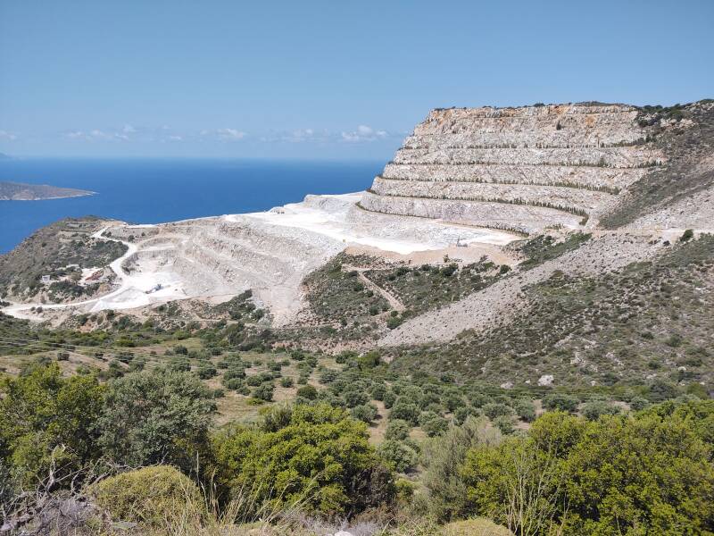 Driving along the Aegean coast road in eastern Crete from Sitia to Agios Nikolaos