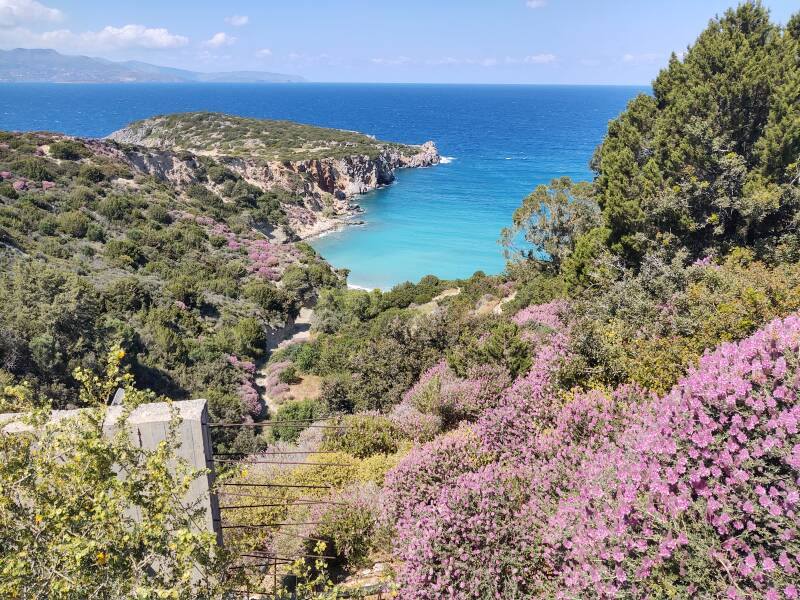 Driving along the Aegean coast road in eastern Crete from Sitia to Agios Nikolaos