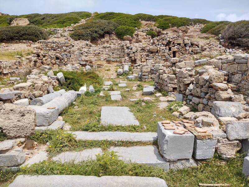 Nave of ruined basilica at Itanos, ancient Greek port city near the northeastern tip of Crete.