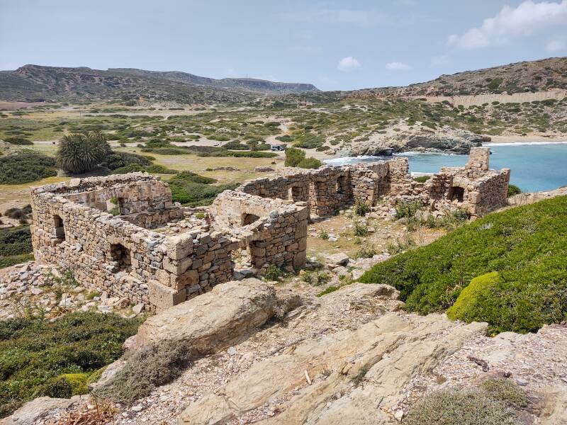 Ruined large building near the peak of the akropolis at Itanos.